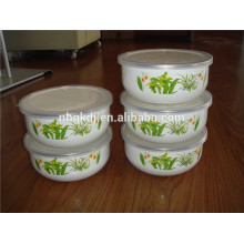 5 sets flower decals enamel ice bowl & enamels cookware with PE lid